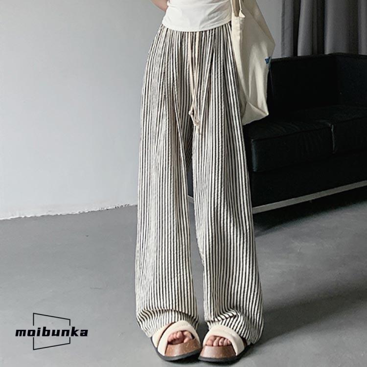 BlessU ストライプ ワイドパンツ BlessU ストライプ ワイドパンツ ブラック BlessU ストライプ