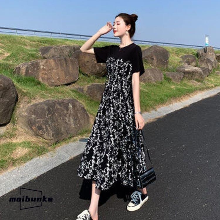 ロングワンピース 半袖 ワンピース レディース きれいめ ロング丈 花柄