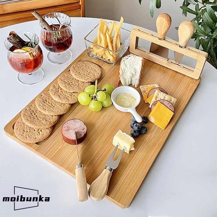 チーズプレート チーズナイフ付き 天然竹 トレー 木製 チーズボード