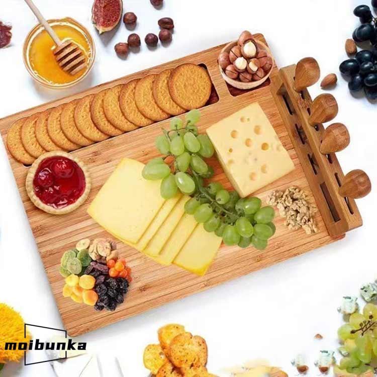 チーズプレート チーズナイフ付き 天然竹 トレー 木製 チーズボード