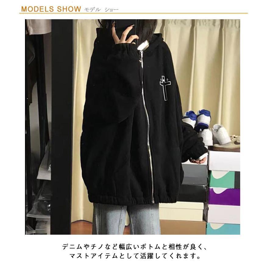 クロス柄フード付きパーカー クロス柄 十字架 パーカー フード付き レディース 地雷系 服