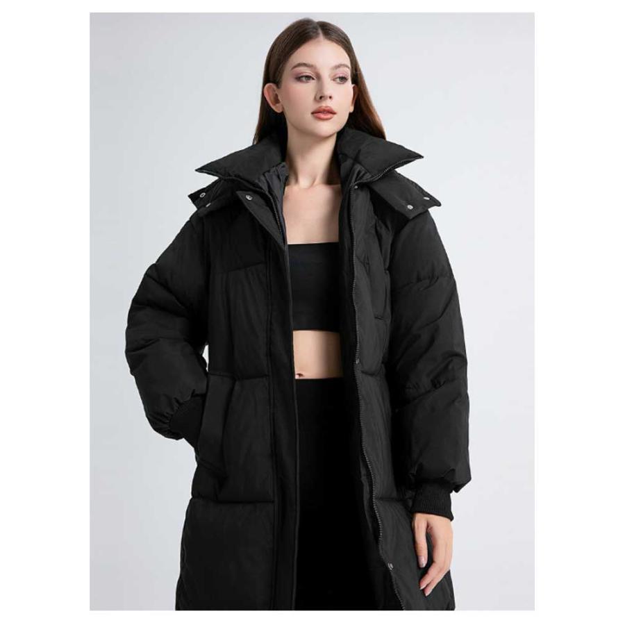 ベンチコート 中綿 コート 袖リブ フード付き レディース 厚手