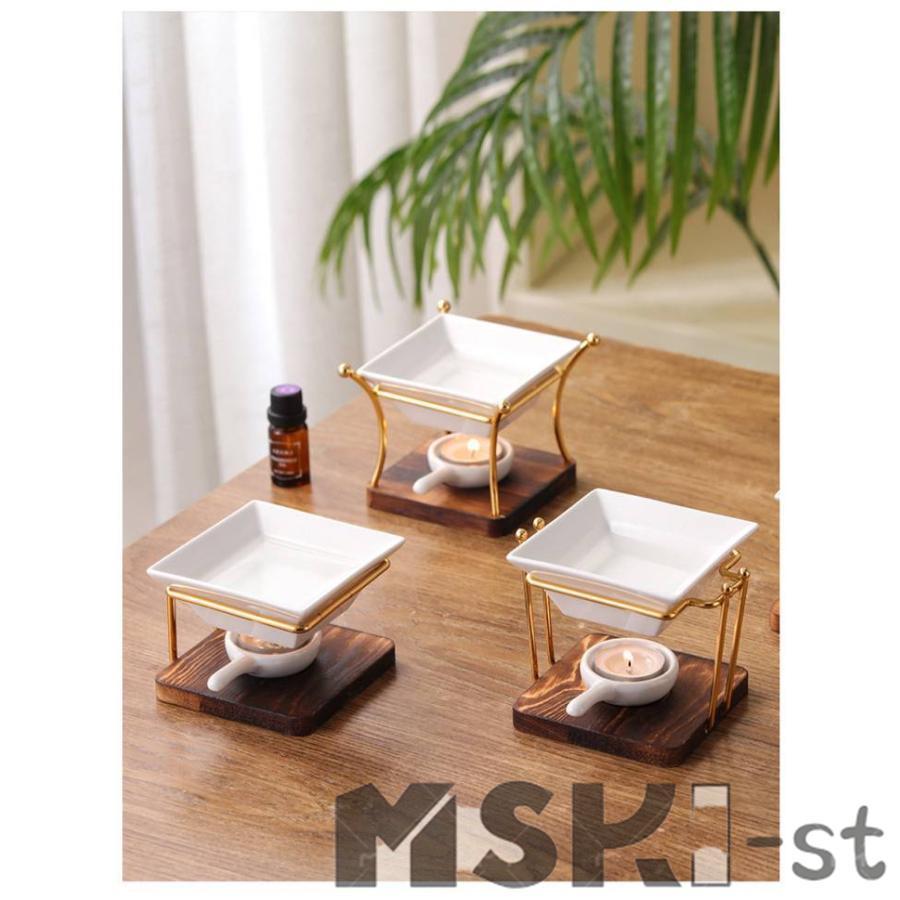 スタンド 茶香炉 アロマ炉 陶器 木製 アロマキャンドルホルダー アロマ炉 香りの燭台 アロマランプ アロマキャンドルホルダー オイルランプ キャンド | ブランド登録なし | 10