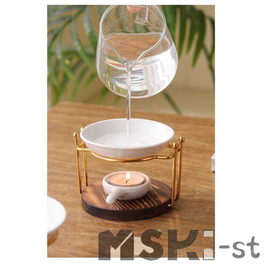 スタンド 茶香炉 アロマ炉 陶器 木製 アロマキャンドルホルダー アロマ炉 香りの燭台 アロマランプ アロマキャンドルホルダー オイルランプ キャンド | ブランド登録なし | 16