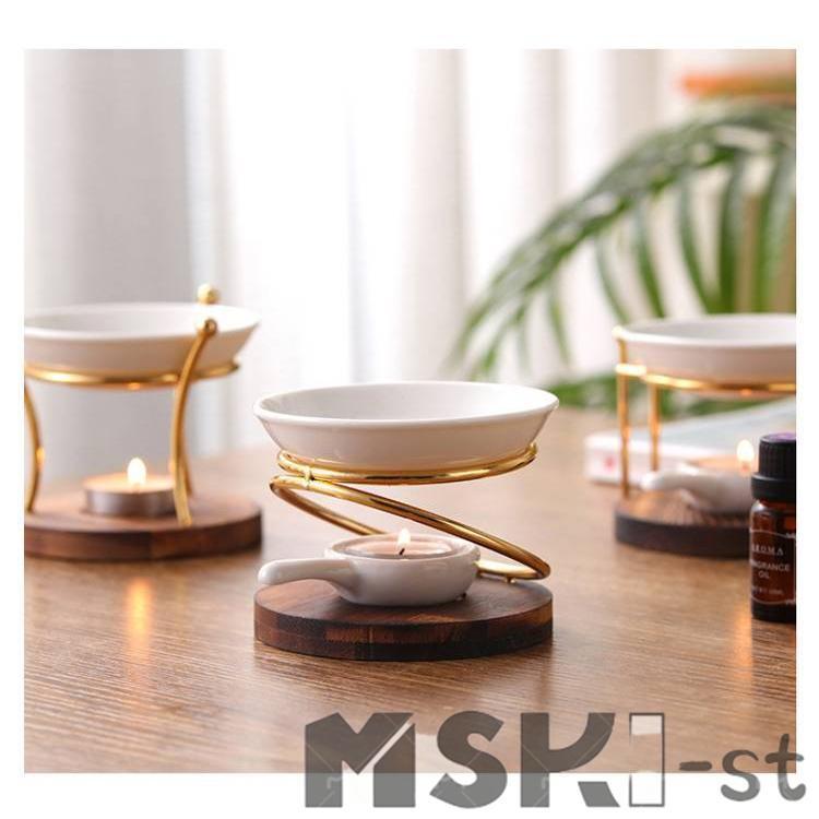 スタンド 茶香炉 アロマ炉 陶器 木製 アロマキャンドルホルダー アロマ炉 香りの燭台 アロマランプ アロマキャンドルホルダー オイルランプ キャンド | ブランド登録なし | 17