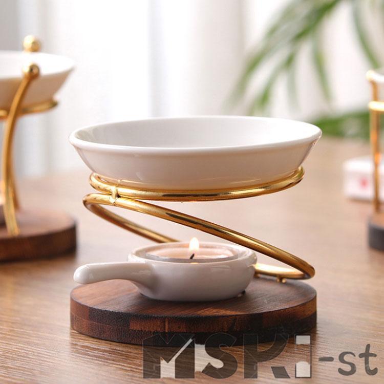 スタンド 茶香炉 アロマ炉 陶器 木製 アロマキャンドルホルダー アロマ炉 香りの燭台 アロマランプ アロマキャンドルホルダー オイルランプ キャンド | ブランド登録なし | 02