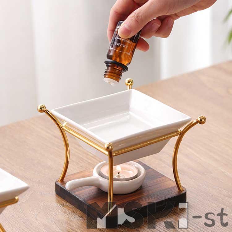 スタンド 茶香炉 アロマ炉 陶器 木製 アロマキャンドルホルダー アロマ炉 香りの燭台 アロマランプ アロマキャンドルホルダー オイルランプ キャンド | ブランド登録なし | 04