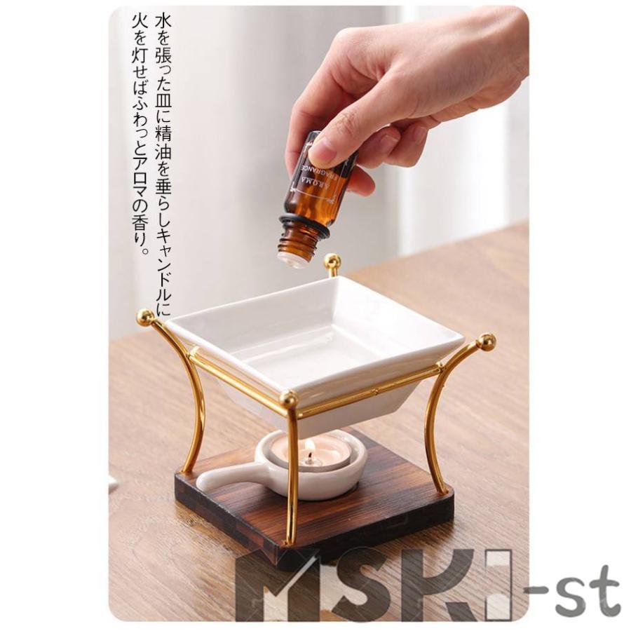 スタンド 茶香炉 アロマ炉 陶器 木製 アロマキャンドルホルダー アロマ炉 香りの燭台 アロマランプ アロマキャンドルホルダー オイルランプ キャンド | ブランド登録なし | 09