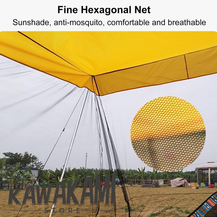 アウトドアカーサイドテント カーサイドタープ 蚊帳と収納バッグ付き