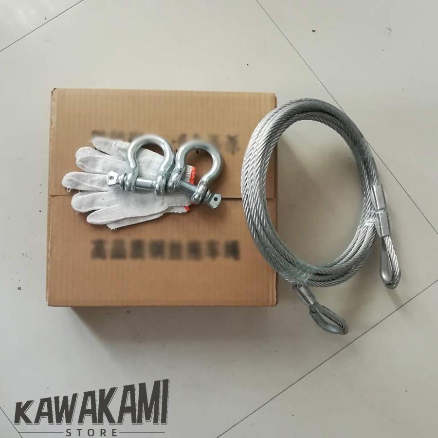牽引ロープ 4WD用 最大10トン 牽引ロープ 8メートル10トンワイヤーロープ牽引ロープ二つの金属フック