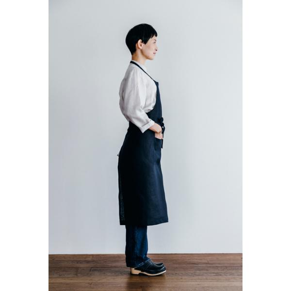 fog linen work（フォグリネンワーク） リネンフルエプロン ネイビー