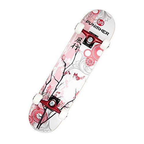 Punisher Cherry Blossom Complete Skateboard%カンマ% Red%カンマ% 31-Inch by Punisher Skateboards