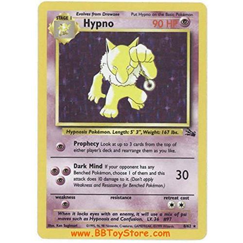 全ての Pokemon - Hypno (8) - Fossil - Holo ポケモン