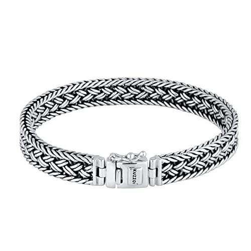 買取り実績 Kuzzoi ブッダシルバーブレスレットメンズ ハンドメイドビザンチンチェーンブレスレット リアルソリッド925スターリング