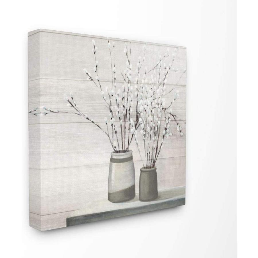 日本人気超絶の Stupell Industries Fap 115 Cn 17x17 17 X 17 装飾用壁掛け ニュートラルグレーペイント 静物画 柳の花 気圧計 高度計 Www Buccella Com