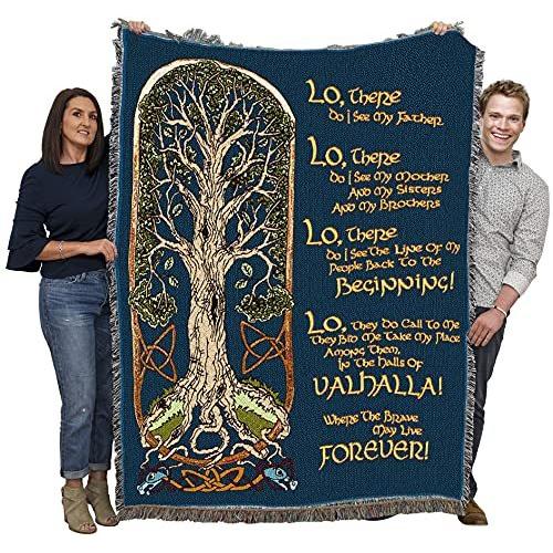 数量は多 Pure Country Weavers Tree of Life - 古代ノルウェーの祈り Valhalla ブランケット スロー コットン織 - アメリカ製 (72x54) カーペット、ラグ