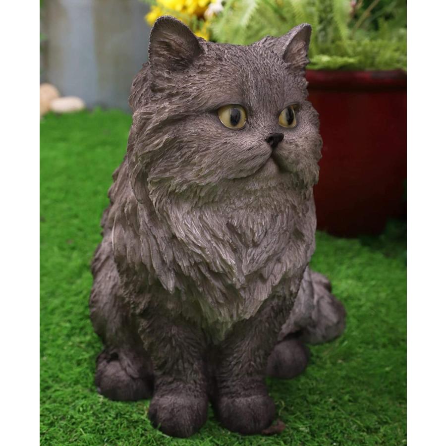 お年玉セール特価 Ebros大型実物のように座る灰色のペルシャ猫の像escape 12 ガラスの目で高さ 以下手でペイントされたリアルなネコ のフィギュア猫のためにクレイジー装飾家 オブジェ 置き物 Www Rasasayang Com My