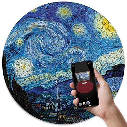 超美品 ユニークなラウンドパズル ファン・ゴッホによる星月夜 - 大人用 木製ジグソーパズル 3イン1 パズル愛好家へのギ - 壁飾り - ARゲーム - ジグソーパズル - ジグソーパズル