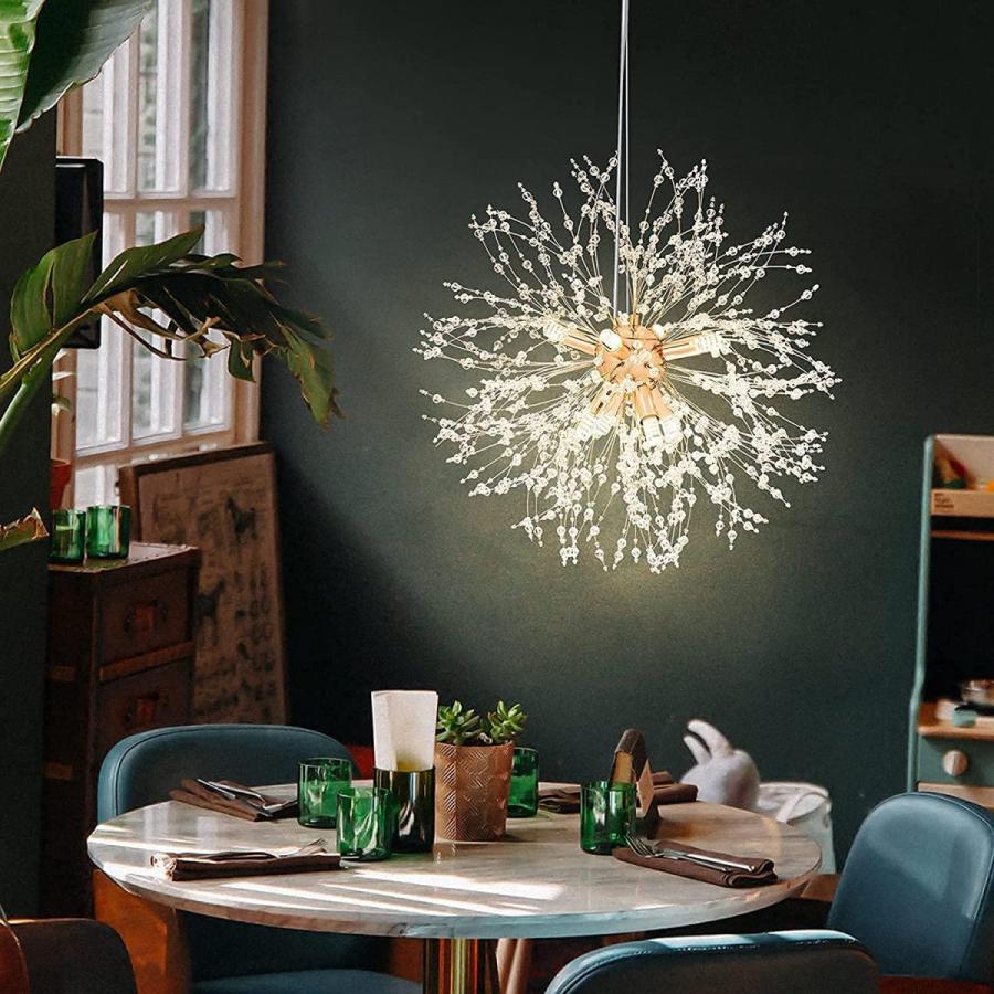 割引 シネライズ花火クリスタルシャンデリア カーマ 8 ライトゴールドたんぽぽライトフィクスチャモダンスプートニク天井照明ダイニングルーム用寝室レストラン シャンデリア Www Collectiviteslocales Fr