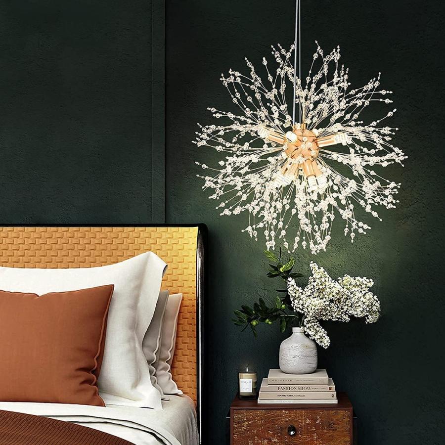 割引 シネライズ花火クリスタルシャンデリア カーマ 8 ライトゴールドたんぽぽライトフィクスチャモダンスプートニク天井照明ダイニングルーム用寝室レストラン シャンデリア Www Collectiviteslocales Fr