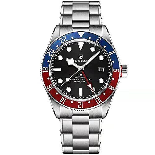 大人気の パガニデザイン自動メンズGMT時計ブラックベイオマージュメカニカル腕時計男性用ステンレススチール防水200Mメンズスポーツビジネスギフト時計 PAGANI DESI 腕時計