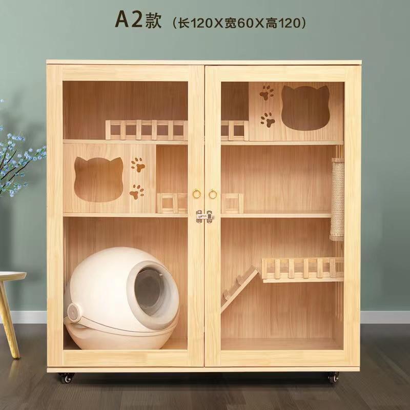 猫の別荘 ネコハウス 猫部屋 猫 ハウス、ベッド アパート ペット キャット別墅 通気 無臭 天然（全実木製） 猫 ハウス 通気