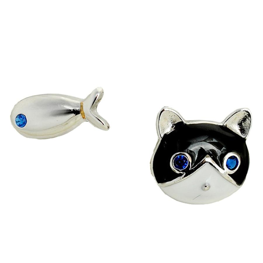 ピアス青い目の黒猫と魚 セット シルバー925 銀 : ドールハウスと雑貨