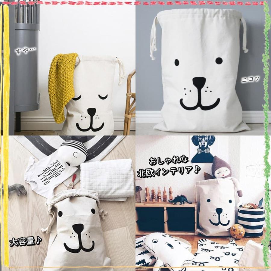 ドッグ 犬 フェイス 巾着 68×48cm / コットン 袋 アメリカ ヨーロッパ