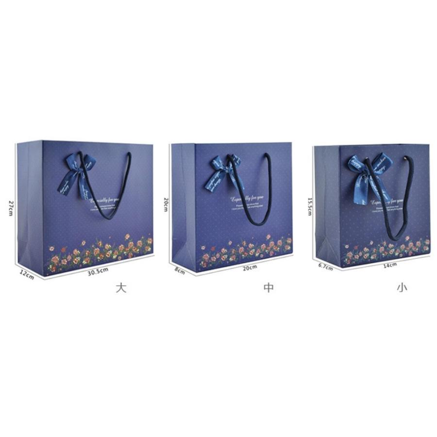 ラッピングギフトバッグ 手提げ袋 紙袋 5枚 ( 花束とリボン 14