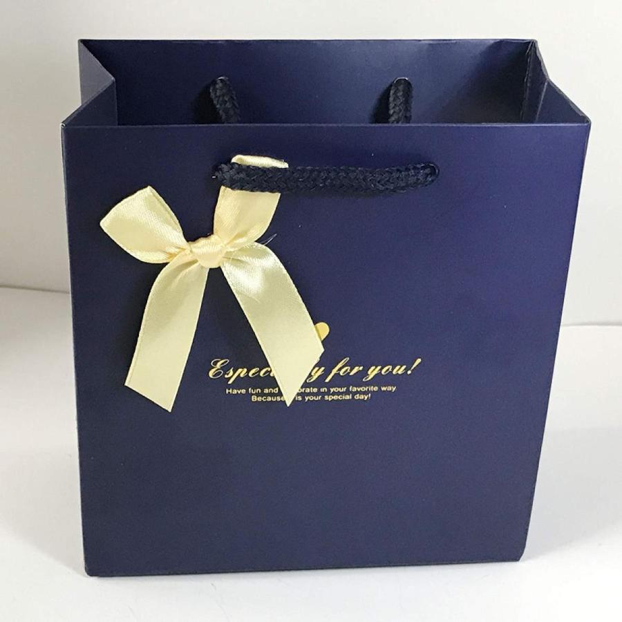 ラッピングギフトバッグ 手提げ袋 紙袋 5枚 ( シンプルブルー×ゴールド