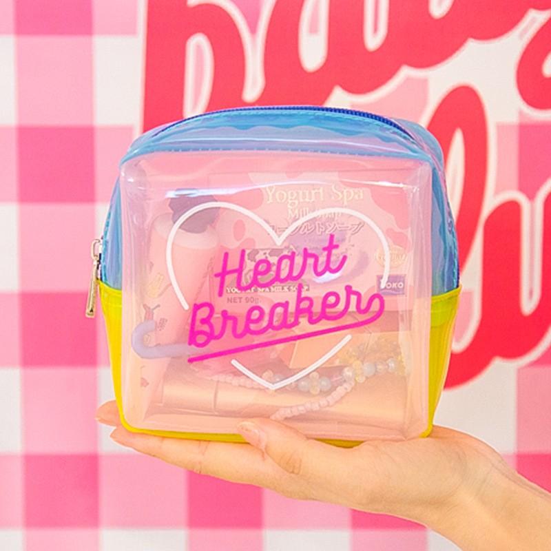化粧 ポーチ メイク ケースカラフル ポップ ハート 透明 ビニール 小物
