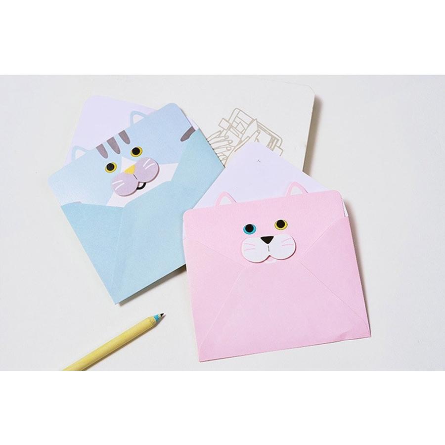 メッセージ カード バースデーカード ぷっくりお口のぽっちゃり猫 フェイス カード 封筒 4種セット 白黒 シロネコ ピンク 青猫 me170 ドールハウスと雑貨 Moin Moin 通販 Yahoo ショッピング