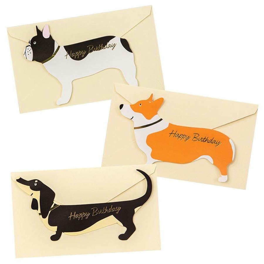 お誕生日 バースデーカード 犬 ドッグ 立体 3d 上目遣い グリーティング カード 封筒 3種セット ダックス パグ コーギー me027 ドールハウスと雑貨 Moin Moin 通販 Yahoo ショッピング