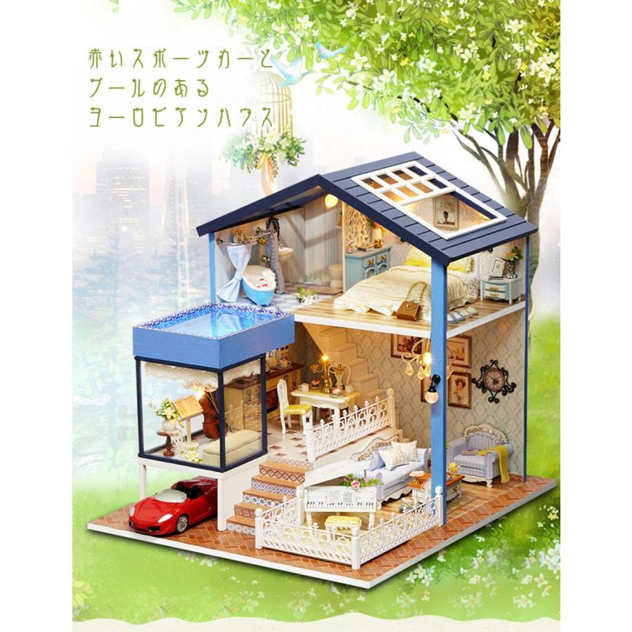 最大81%OFFクーポン ミニチュアドールハウス キット 完成品 プール付き