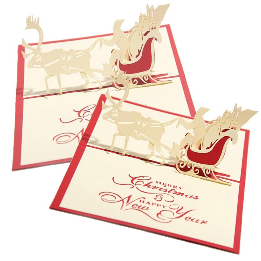 メッセージ カード クリスマス グリーディング 飛び出す 切り絵 立体 3d トナカイ と サンタ さん ソリ カード 封筒 2つセット 1812me71 ドールハウスと雑貨 Moin Moin 通販 Yahoo ショッピング