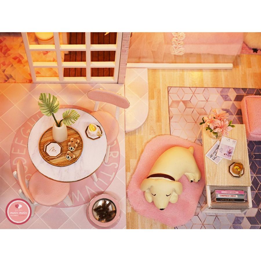 ドールハウス ミニチュア 手作りキット セット 犬と暮らす現代モダンな二階建てのピンクガーリー 中型 Ledライト アクリルケース付 1909dh ドールハウスと雑貨 Moin Moin 通販 Yahoo ショッピング