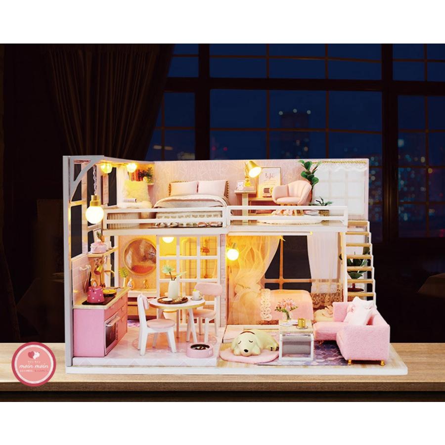ドールハウス ミニチュア 手作りキット セット 犬と暮らす現代モダンな二階建てのピンクガーリー 中型 Ledライト アクリルケース付 1909dh ドールハウスと雑貨 Moin Moin 通販 Yahoo ショッピング
