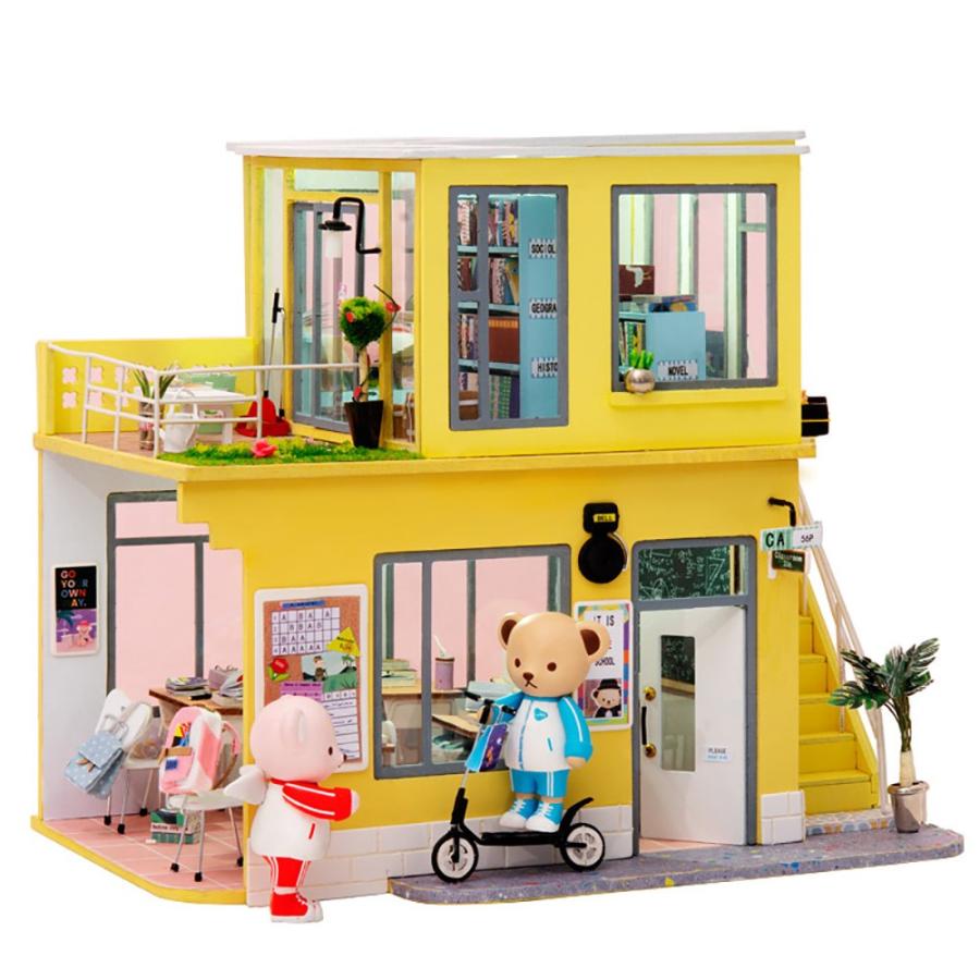 ドールハウス ミニチュア 手作りキット セット テディベア カラフル 個性的 童謡 可愛い 中型 Ledライト付 クマさん の学校 1909dh92 ドールハウスと雑貨 Moin Moin 通販 Yahoo ショッピング