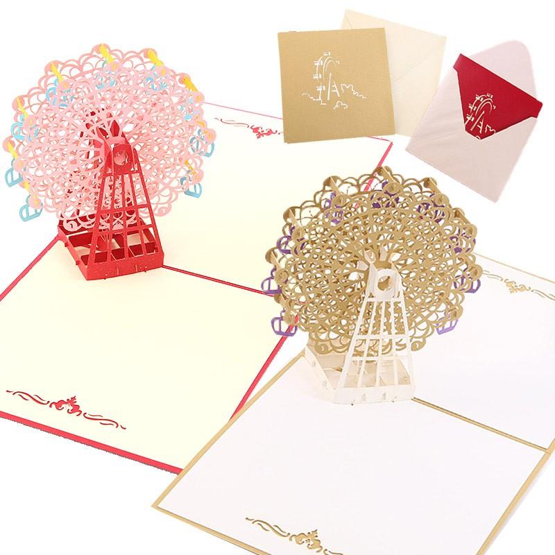 メッセージカード バースデー グリーディング 切り絵 立体 3d 観覧車 封筒付 レッド ゴールド ピンク ゴールド 2種セット 1909me084 ドールハウスと雑貨 Moin Moin 通販 Yahoo ショッピング