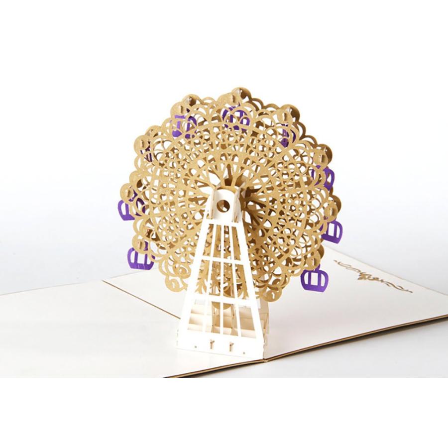 メッセージカード バースデー グリーディング 切り絵 立体 3d 観覧車 封筒付 レッド ゴールド ピンク ゴールド 2種セット 1909me084 ドールハウスと雑貨 Moin Moin 通販 Yahoo ショッピング