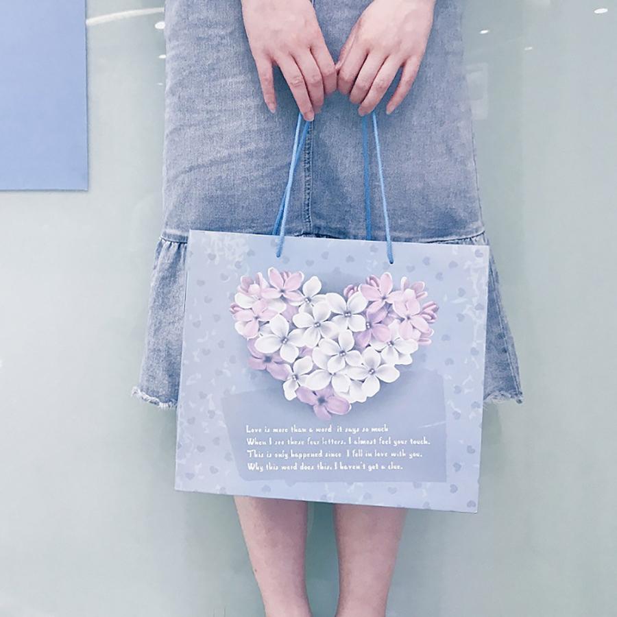 ラッピングギフトバッグ 手提げ袋 紙袋 | 薔薇 フラワー 花 水色