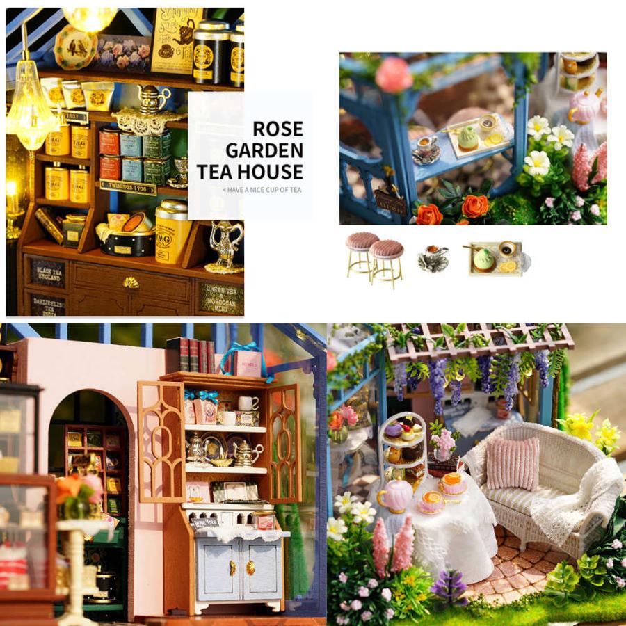 DIYハウスバラ庭園茶屋 Miniature Dollhouse Kit | ROSE GARDEN TEA HOUSE - CUTE ROOM