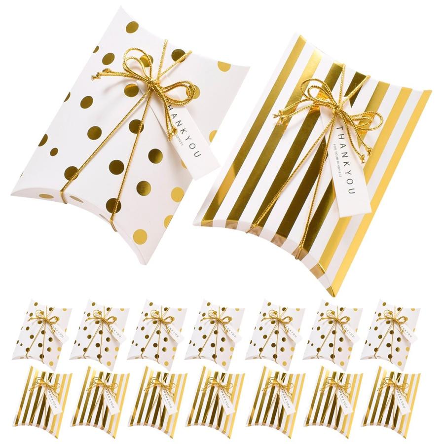 ラッピングゴールド 金色 水玉 組立式 | 高さ10x幅14x奥行2.8cm ドット