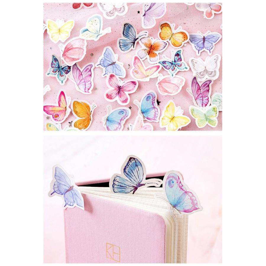 シールフレークシール 蝶 蝶々 ちょうちょ  リアル / スケジュール 手帳 アルバム デコ 手紙 カレンダー / 92枚セット |  | 09