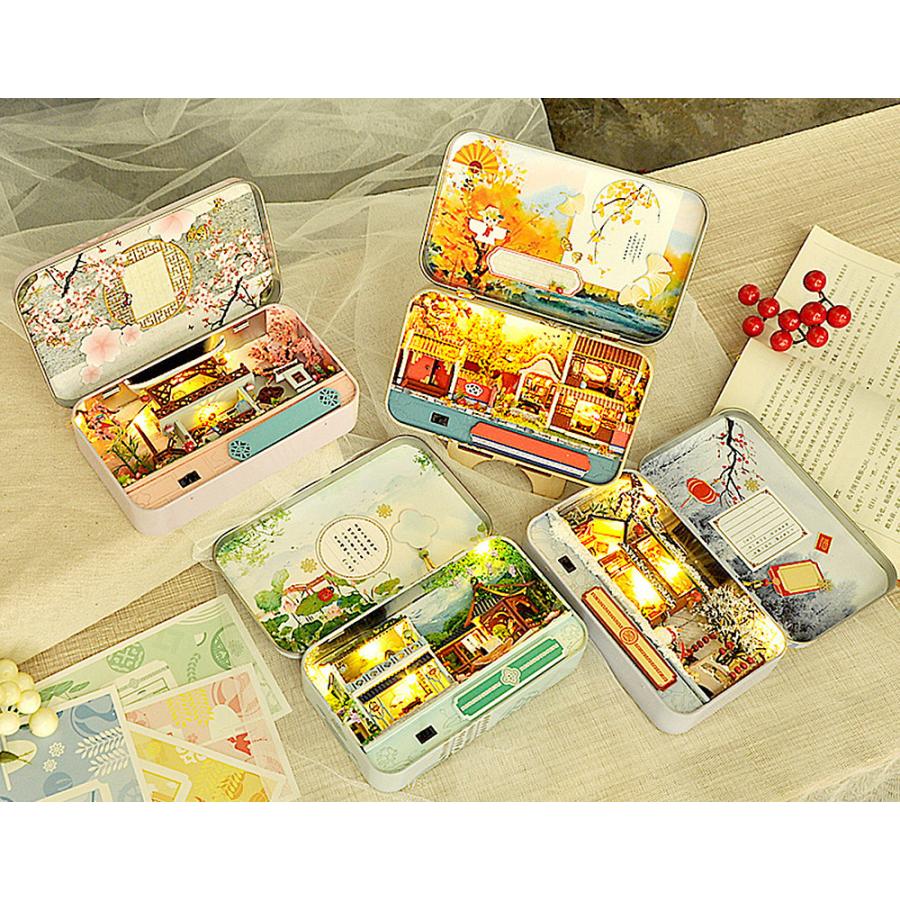 ドールハウス ミニチュア 手作りキット 英語説明書 小物入れで巡る