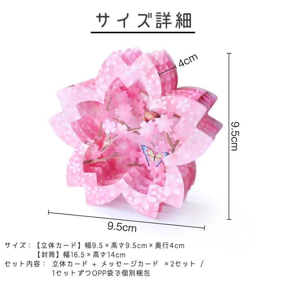 メッセージカード お花見 桜 春 蝶 / キラキラ 3D 立体 祝 誕生日