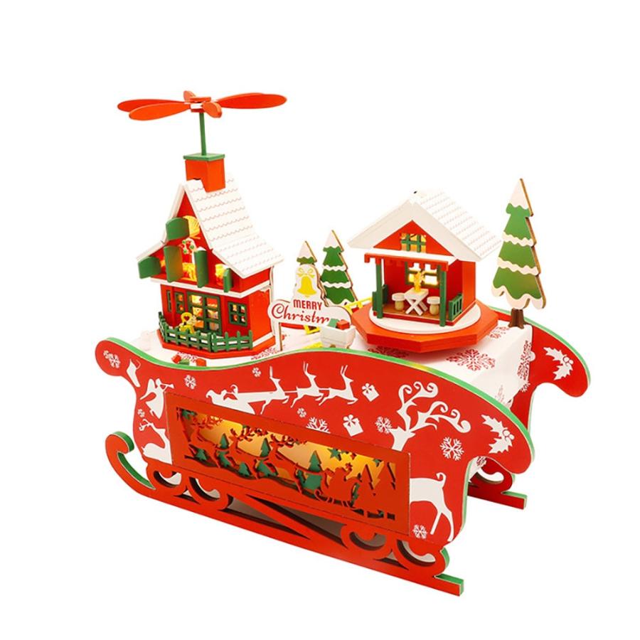 ドールハウス ミニチュア 手作りキット クリスマス そり型 面白ギミック サンタ 中型 Ledライト オルゴール 制作ツール付属 06dh155 ドールハウスと雑貨 Moin Moin 通販 Yahoo ショッピング