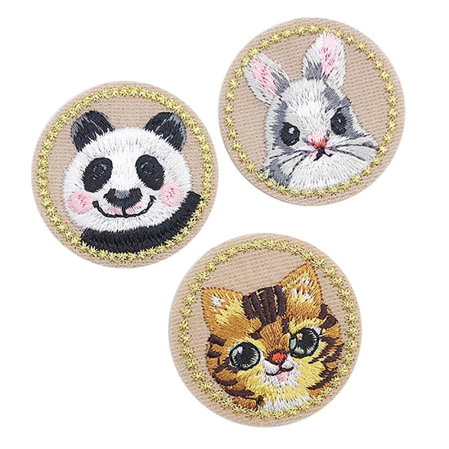 ブローチ ピン コサージュ アクセサリー アニマル 動物 刺繍 丸 円 兎 ねこ パンダ うさぎ 猫 3種セット 2007brch7 ドールハウスと雑貨 Moin Moin 通販 Yahoo ショッピング