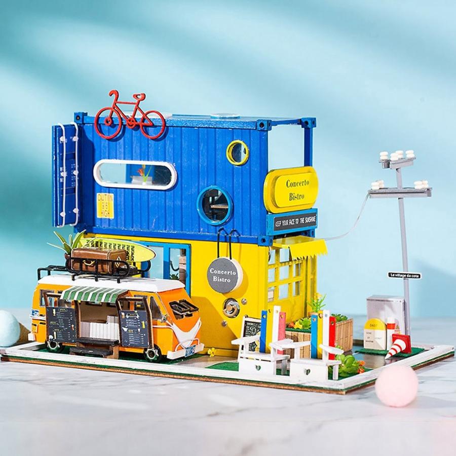 送料無料 ドールハウス ミニチュア 手作りキット 真夏日のフレンチカフェ キッチンカー 中型 Ledライト アクリルケース オルゴール 07dh1 ドールハウスと雑貨 Moin Moin 通販 Yahoo ショッピング