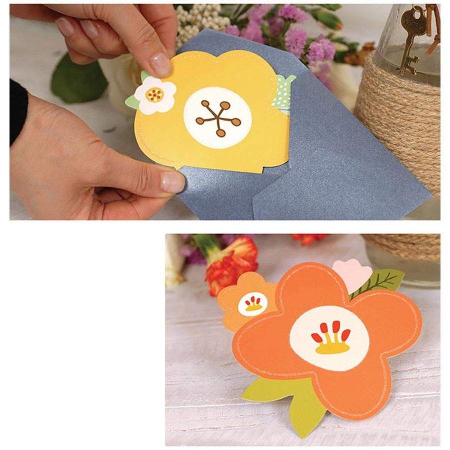 メッセージカードお花畑 花 フラワー ブーケ | プレゼント 寄せ書き 大容量 ミニ レター ラメ キラキラ | カード+封筒 12種セット |  | 05